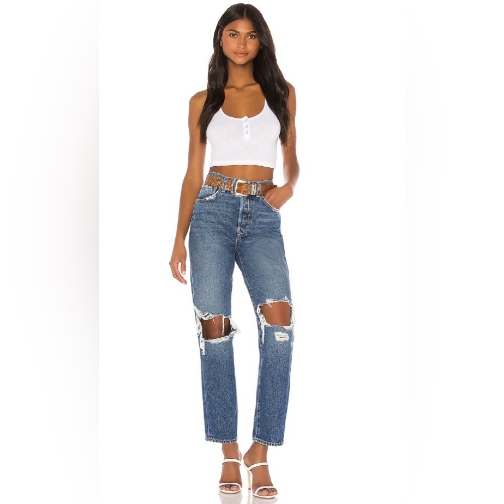 Lovers + Friends Nolan Jeans Distressed Ripped Button Fly High Rise Straight 26 - Picture 2 of 12